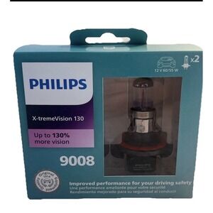 Philips 9008 X-tremeVision 130 HB5 Headlight Bulbs 2 Pack High Performance New